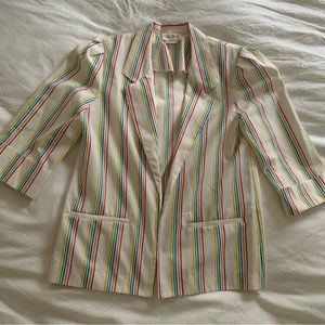 Vintage Rainbow Striped 3/4 Sleeve Blazer